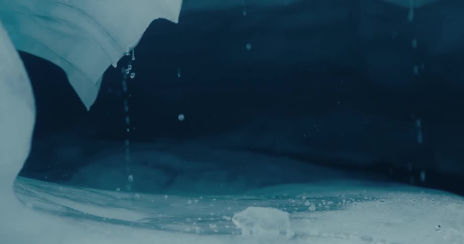 A cave full of snow and ice