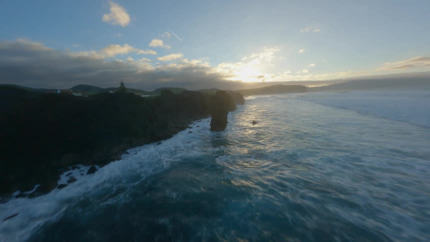 The view is of the ocean in the middle of the day time