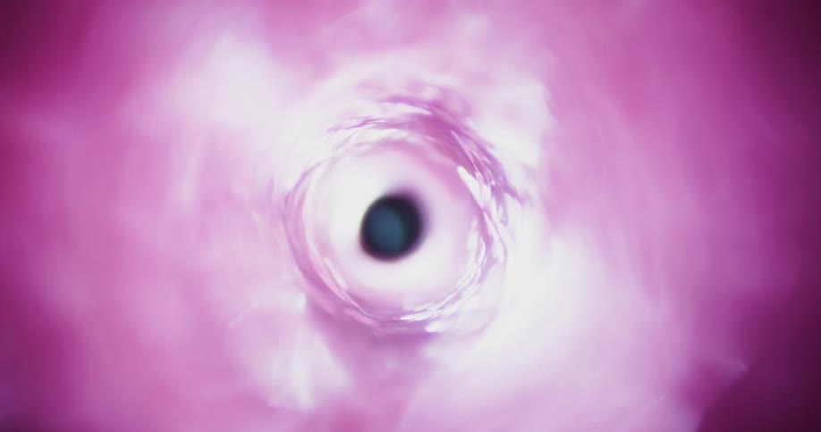 Bright pink lights flows forming and closing a hole