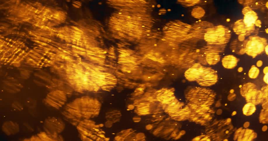 Swirling golden orbs of light