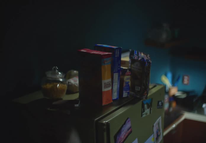 Objects placed over the fridge fall over during an earthquake