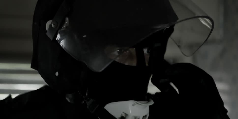 A police man talks into his mic