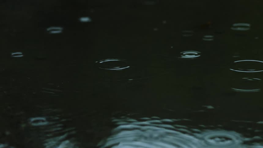 Water droplets are falling into the body of wtaer