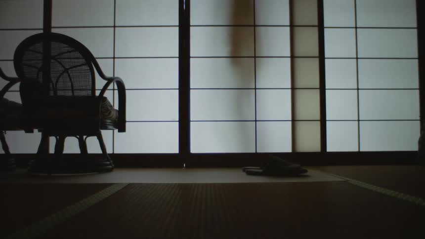 A persons shadow can be seen passing the door