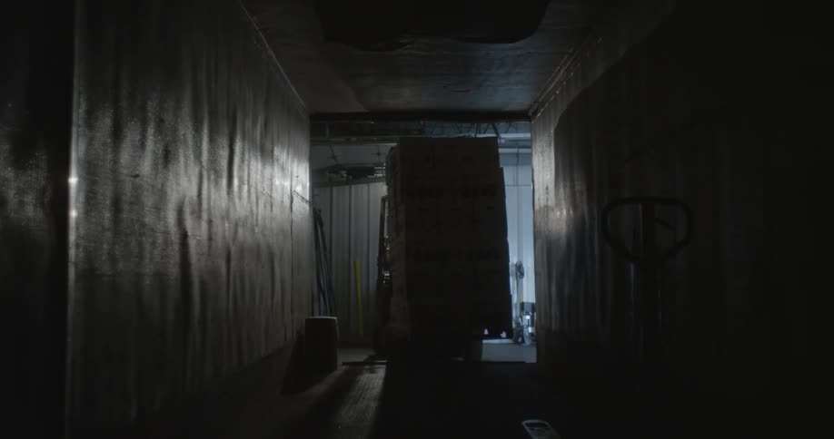 An employee moves the boxes off the truck with a fork lift