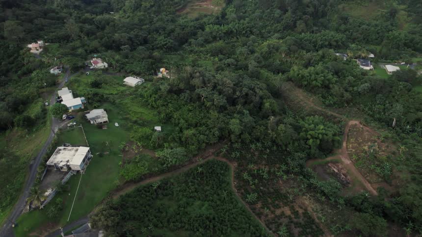 Aerial view of a rural area during spring is displayed