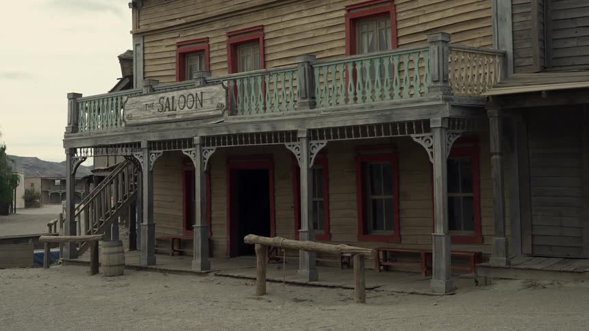 Outside of an abandoned saloon in a ghost town
