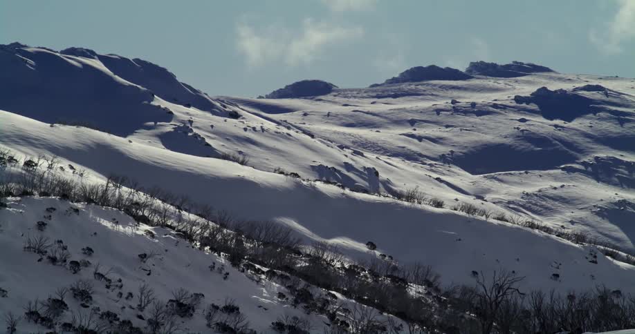 Landscape of snowy mountain slope