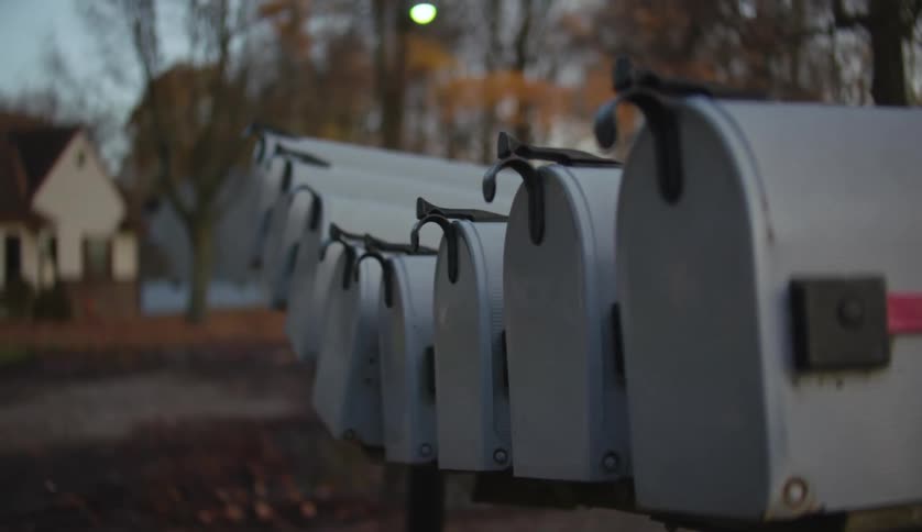 Mailboxes are displayed in a neighborhood