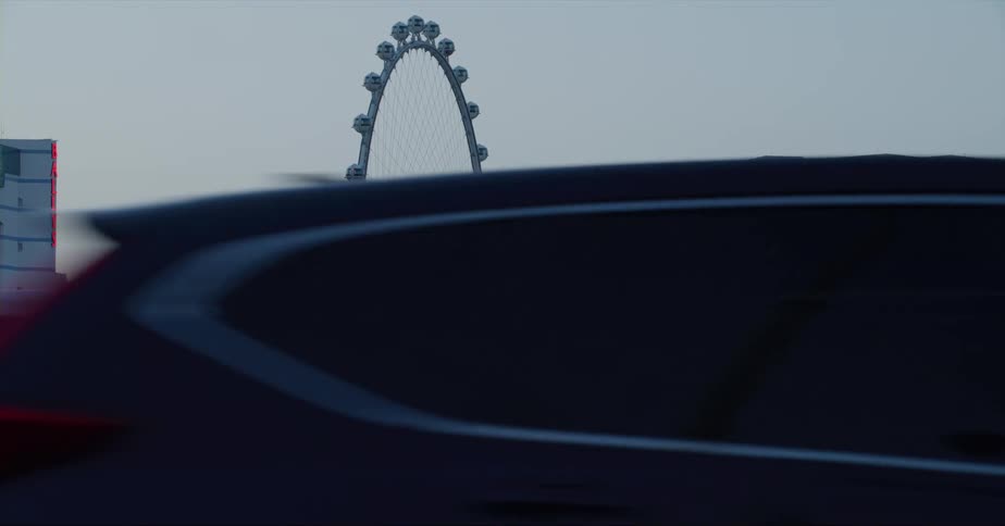 The high roller observation wheel on the las vegas strip at evening