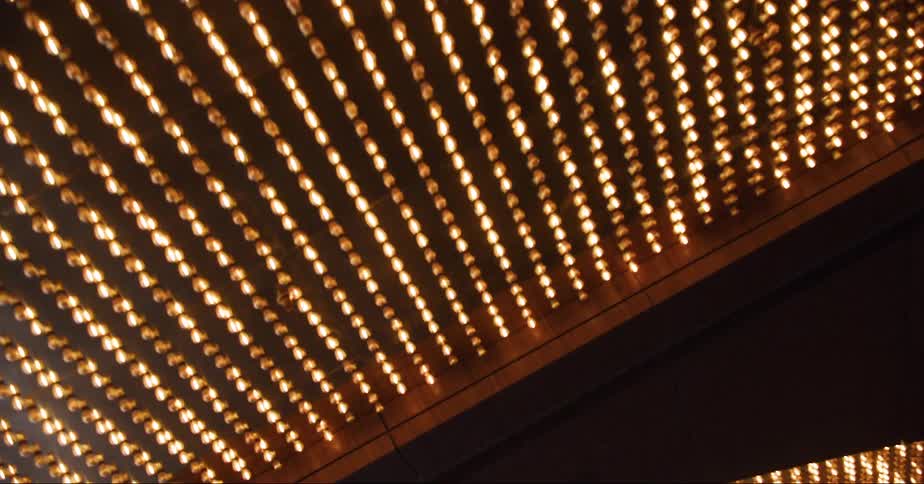 Flashing lights on the top of a building
