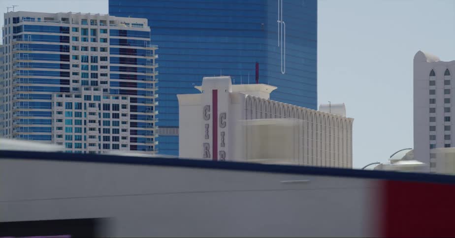 Driving by hotels on the strip in las vegas