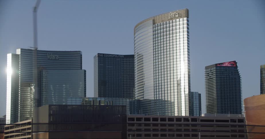 Tall skyscrapers on the city skyline of las vegas at daytime