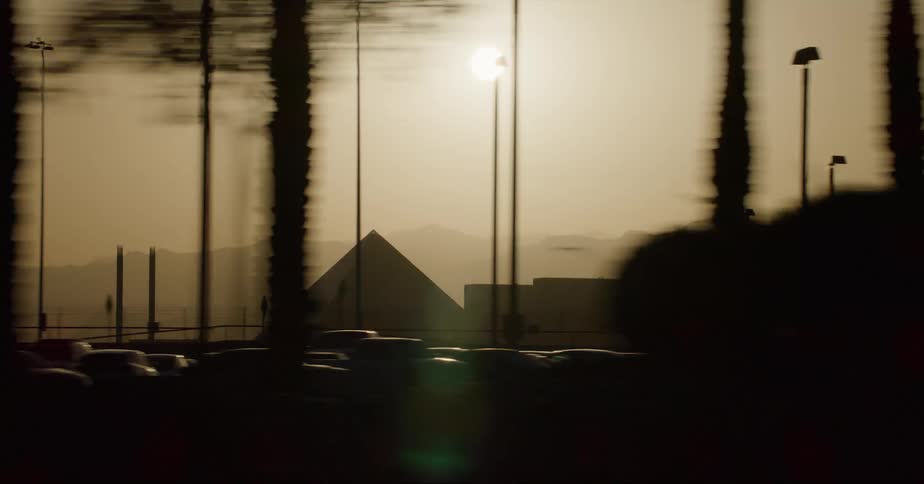The sun is setting in an urban city during spring