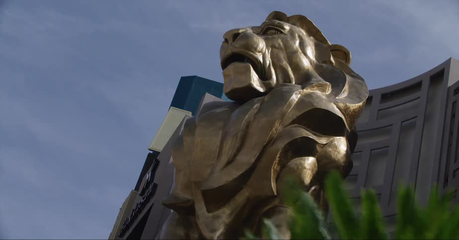 Mgm grands leo the lion statue in las vegas at daytime