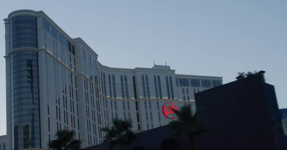 Facade of the planet hollywood in las vegas at evening