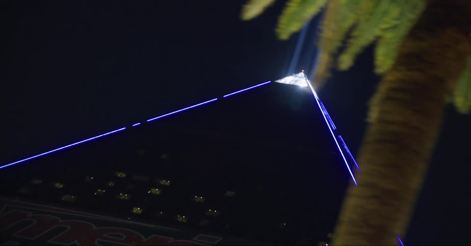 Light coming of the top of the pyramid at the luxor hotel and casino in las vegas at night