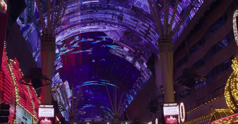 Lights and screens on the fremont street experience in las vegas