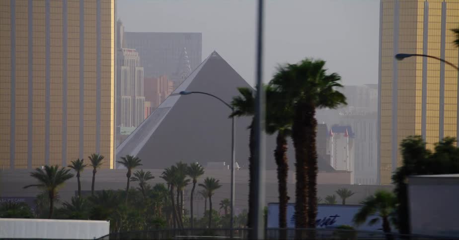 Silhouette of the pyramid at the luxor hotel and casino in las vegas at evening