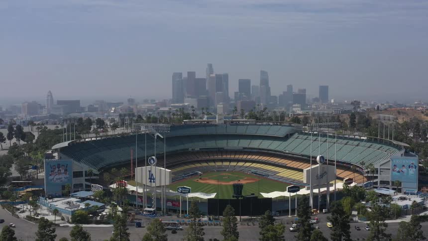 Dodger Stadium with Downtown Behind