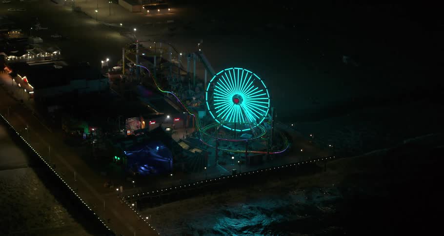 Santa Monica Pier is Lit and completely empty during COVID lockdown 2020