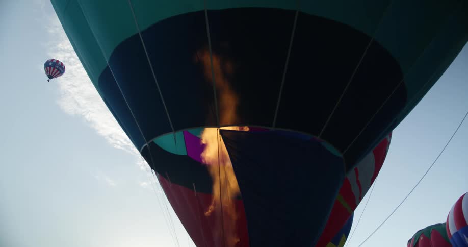 A flame burning in a hot air balloon