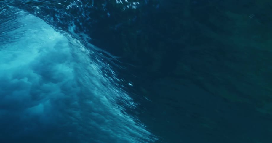 A large wave moves through the sea