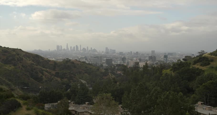 Hollywood with DTLA Skyline Behind during 2020 lockdown