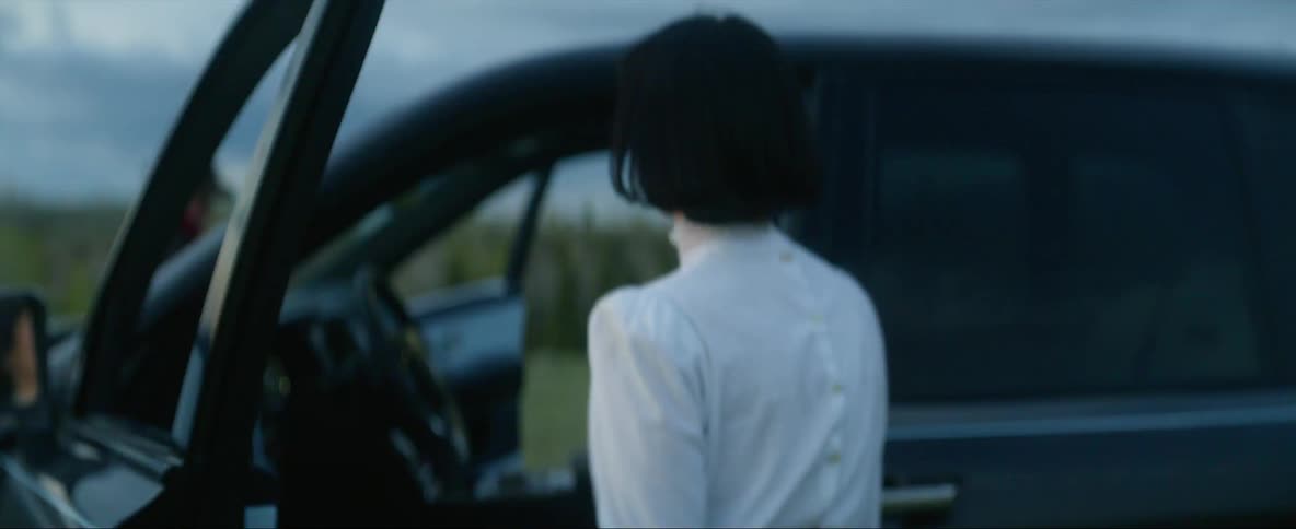 A woman aims a gun then gets in a car with a man
