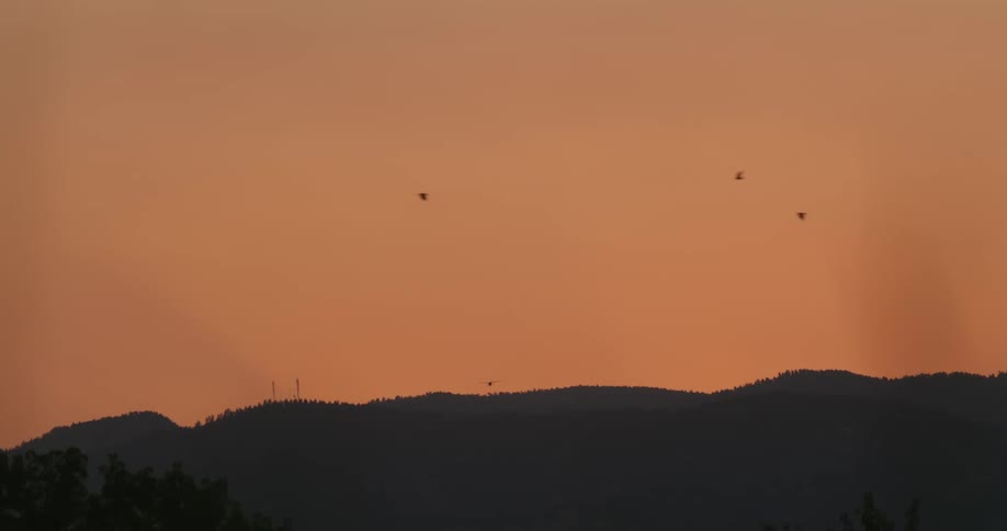 The sun is setting in the wide landscape