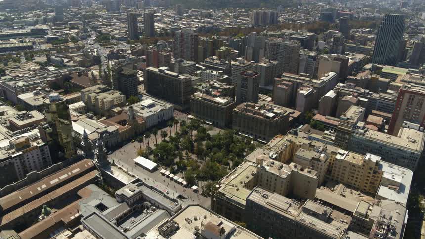 Aerial view of Plaza De Armas, Santiago Chile
