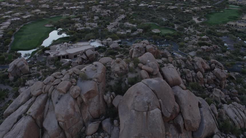 Golf course and development revealed at sunrise