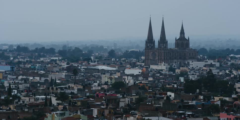 Landscape of city buildings and parroquia de san jos obrero