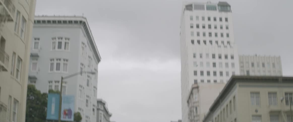 Passing through an urban area on a cloudy day