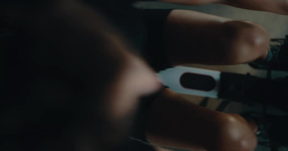 View from above of a man working out on an exercise machine