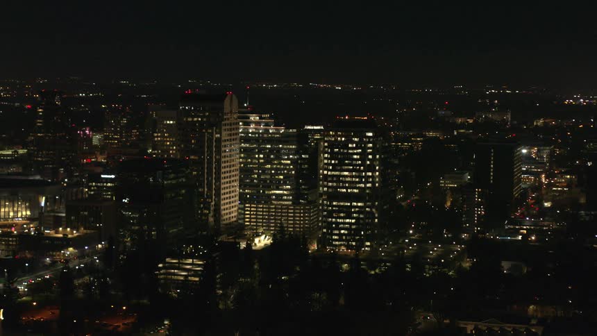 Sacramento skyscrapers at night