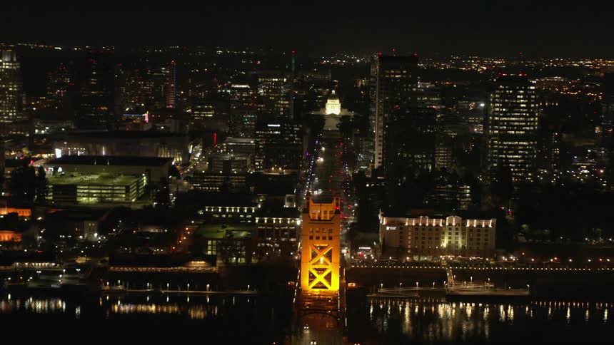 Downtown Sacramento at Night with Capitol Building