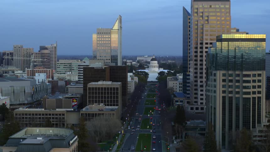 Sacramento main street with Capitol building