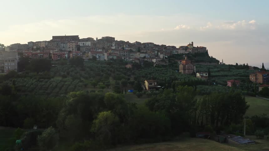 The view is of a large town and you can see all the houses