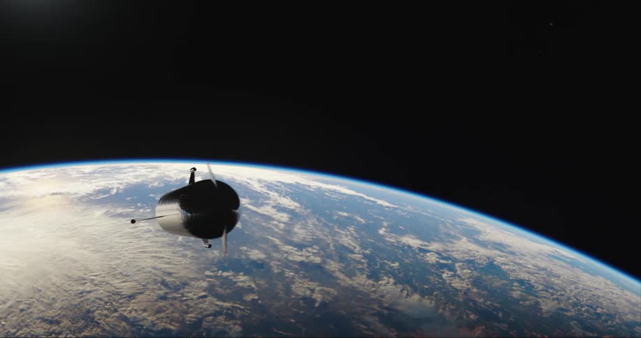 A rocket leaves earths orbit