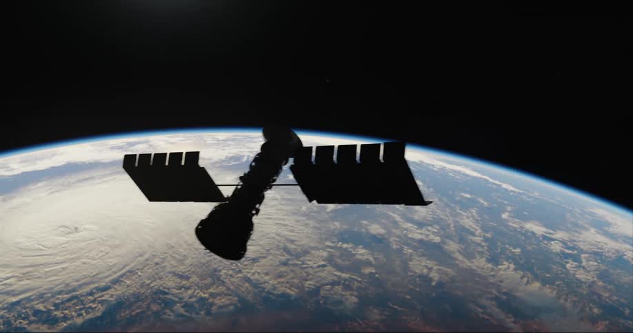A satellite orbiting the earth