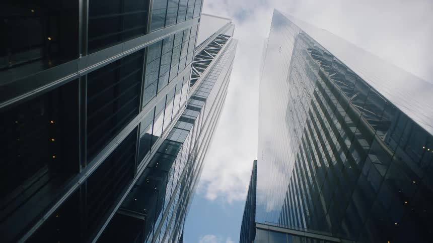 High rise office buildings in a city