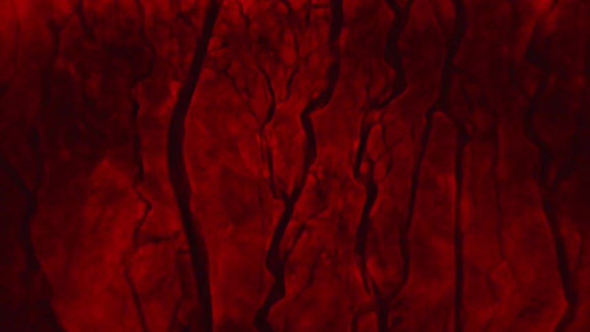 Liquid moves through the cracks of a broken surface and pieces spread apart and break as it moves