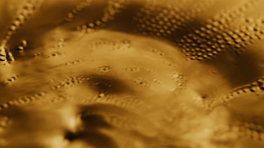 The gold liquid moves