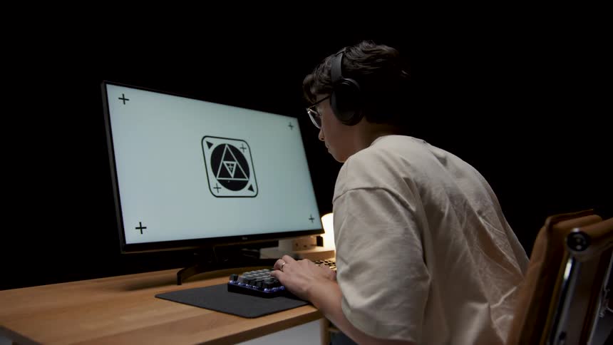There is a young teenager boy that is sitting down and is on the computer