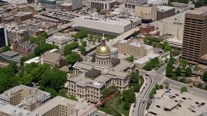 Approaching the stunning Georgia State Capitol building in downtown Atlanta during a sunny day in summer