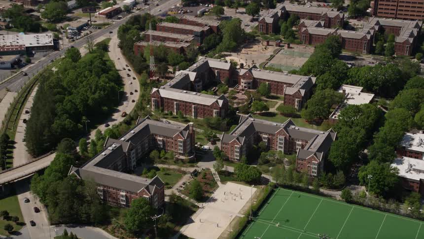 Aerial view of Georgia Institute of Technology campus in Atlanta during a sunny day