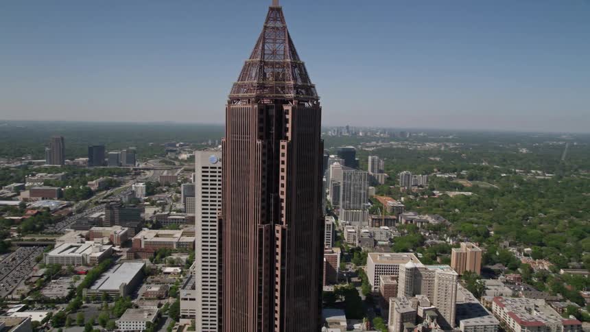 An aerial view of Bank of America Plaza in Midtown Atlanta Georgia during daytime