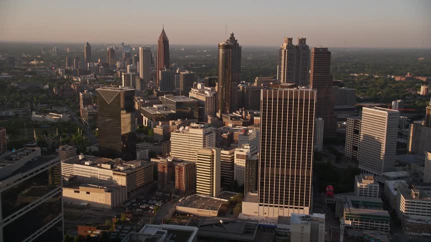 Aerial view of Downtown Atlanta skyscrapers and high-rises during the daytime