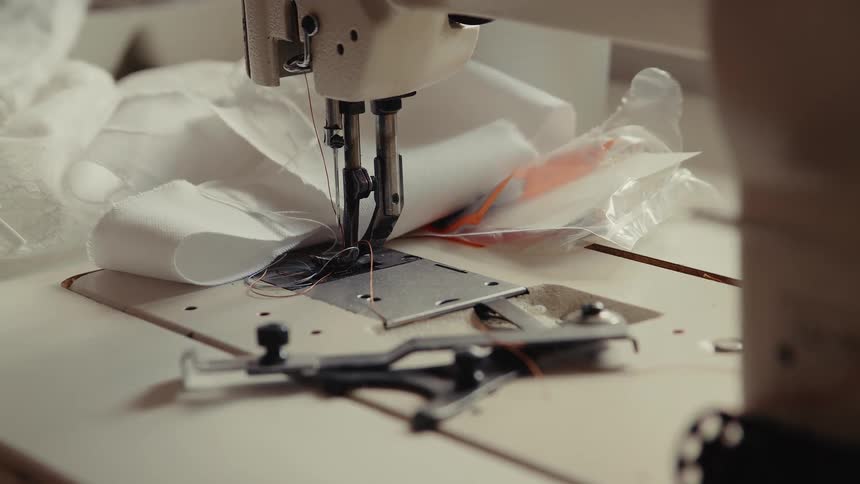 A view of a sewing machine in a room